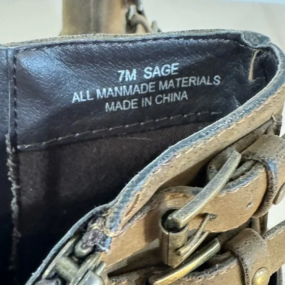 Nicole Sage Double Zipper Stacked Heel Tufted Faux Leather Ankle Boots - Picture 10 of 11